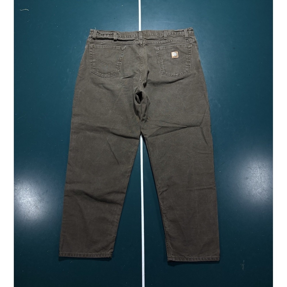 Carhartt Canvas Work Pants Men's 40x30 Dark Brown Straight Leg Workwear EUC